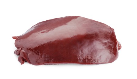 Photo of Piece of raw beef liver isolated on white