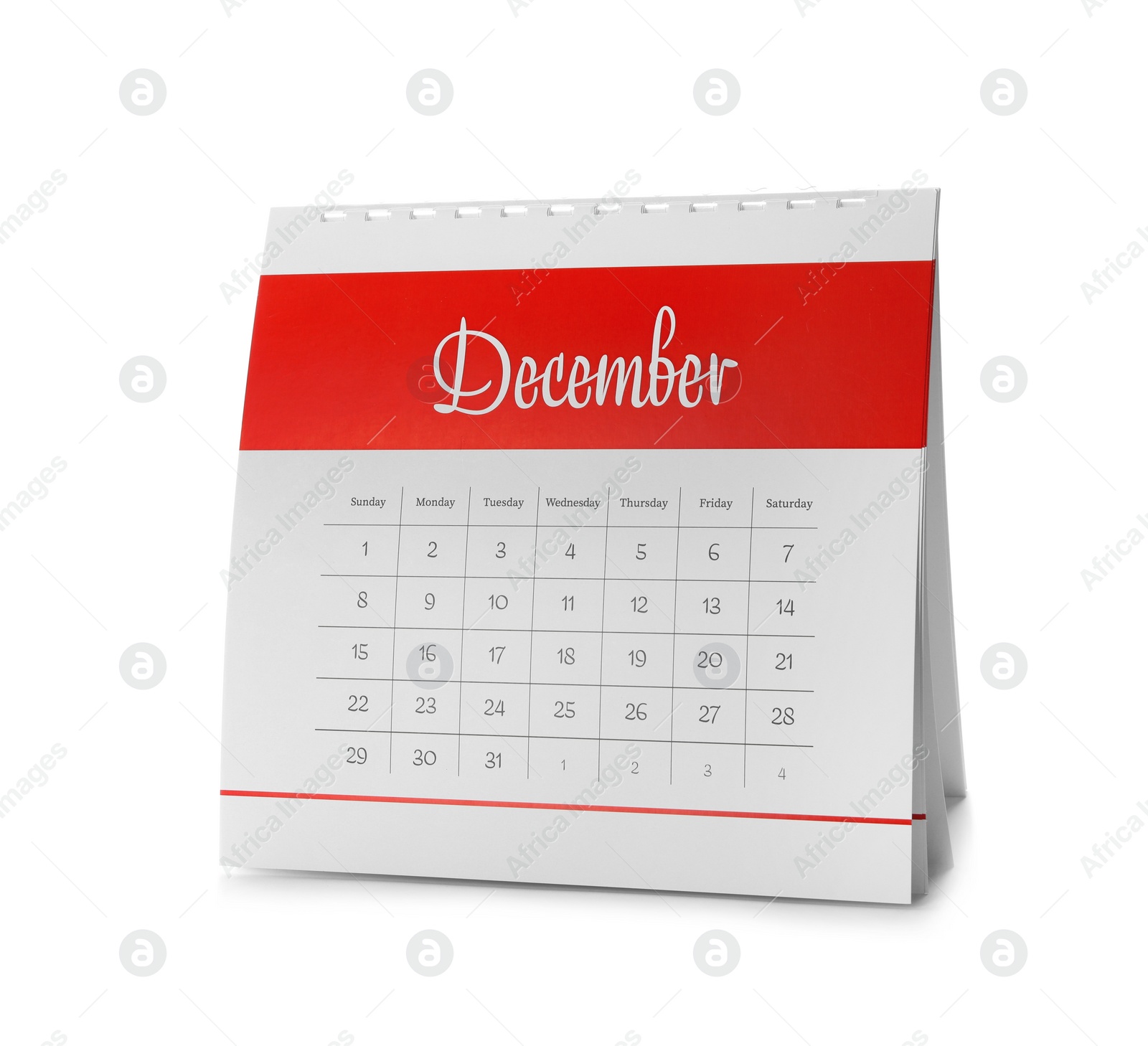 Photo of Paper calendar isolated on white. Planning concept