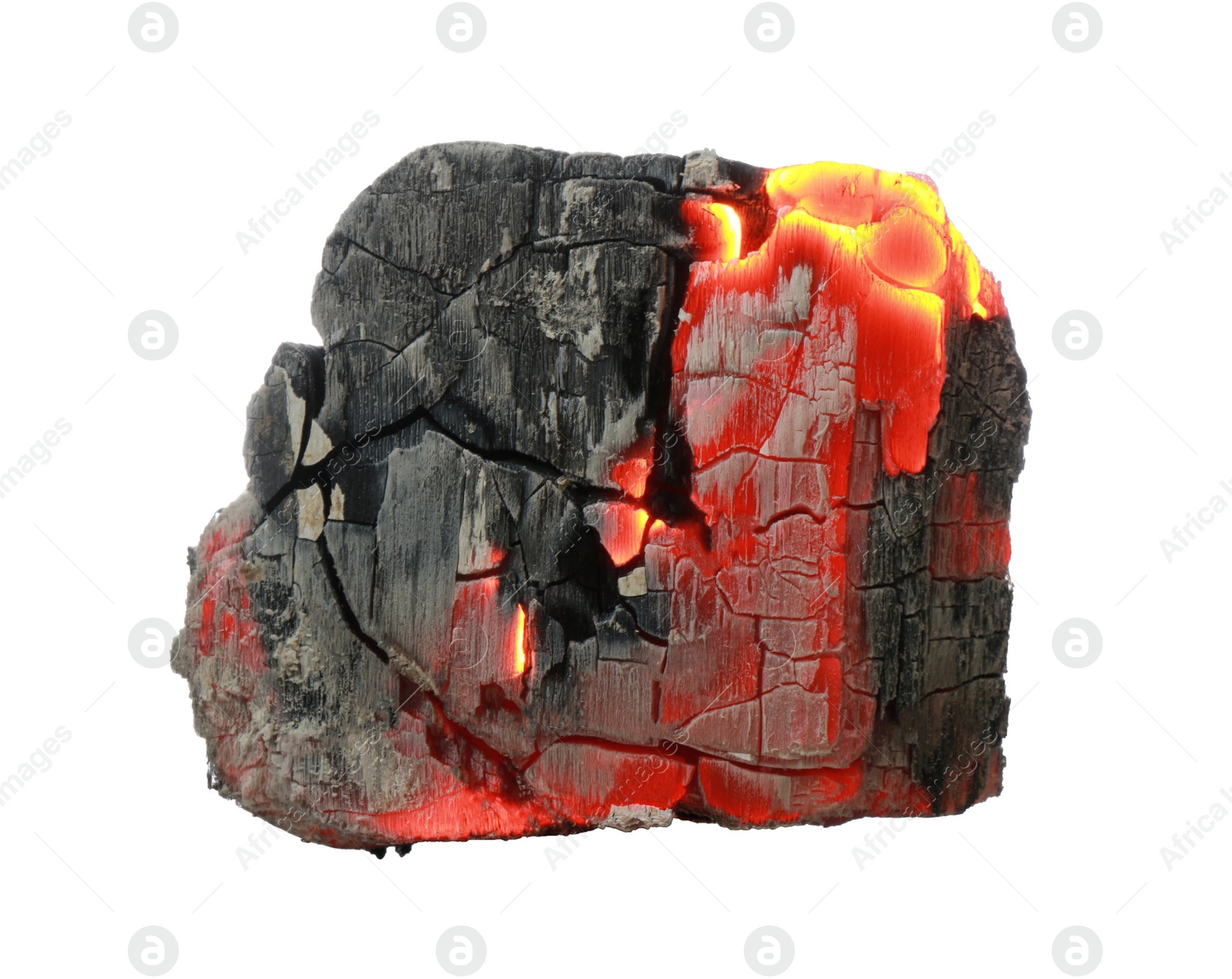 Photo of Piece of smoldering coal isolated on white