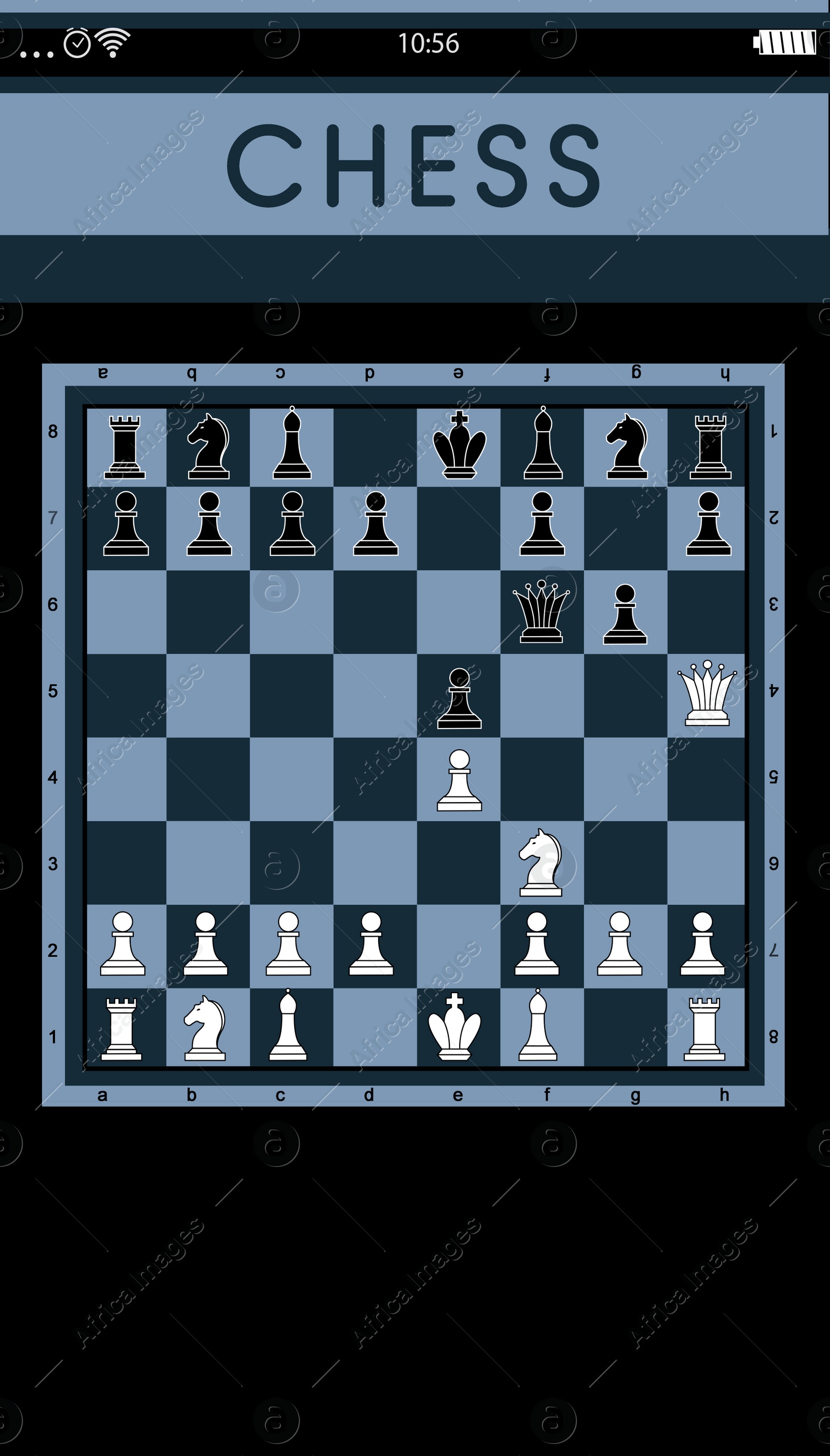 Illustration of  chessboard with pieces. Online game