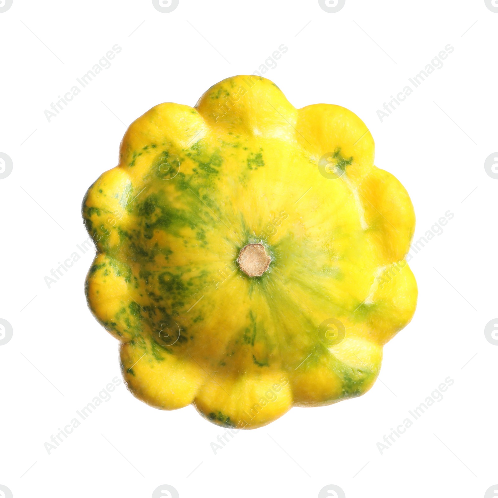 Photo of Fresh ripe yellow pattypan squash isolated on white
