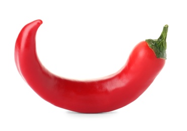 Photo of Ripe hot chili pepper on white background