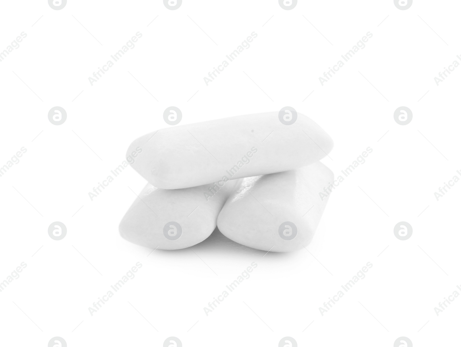 Photo of Three chewing gum pieces on white background