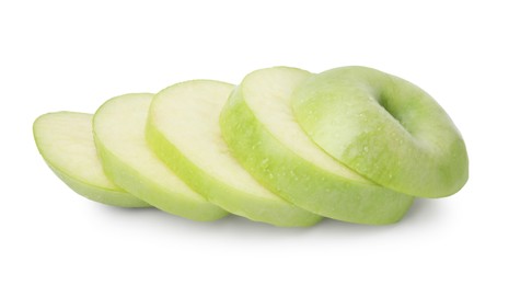 Photo of Sliced ripe green apple isolated on white