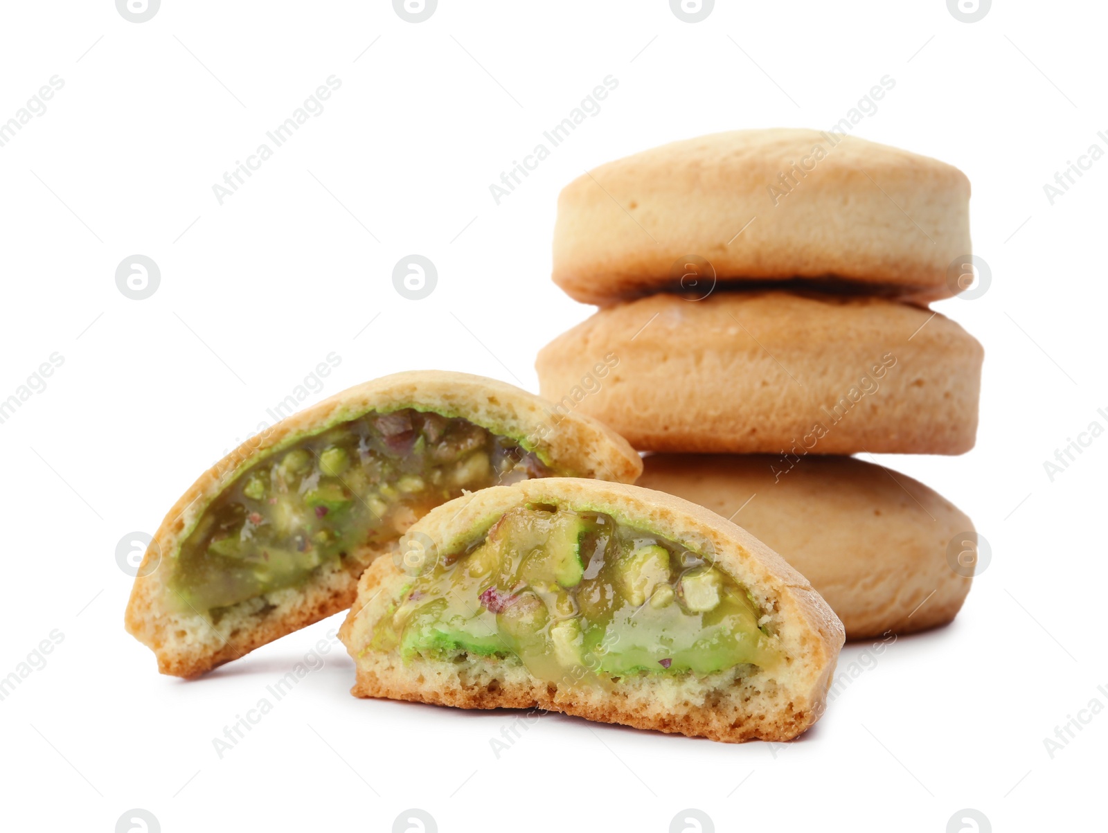 Photo of Traditional cookies for Islamic holidays isolated on white. Eid Mubarak