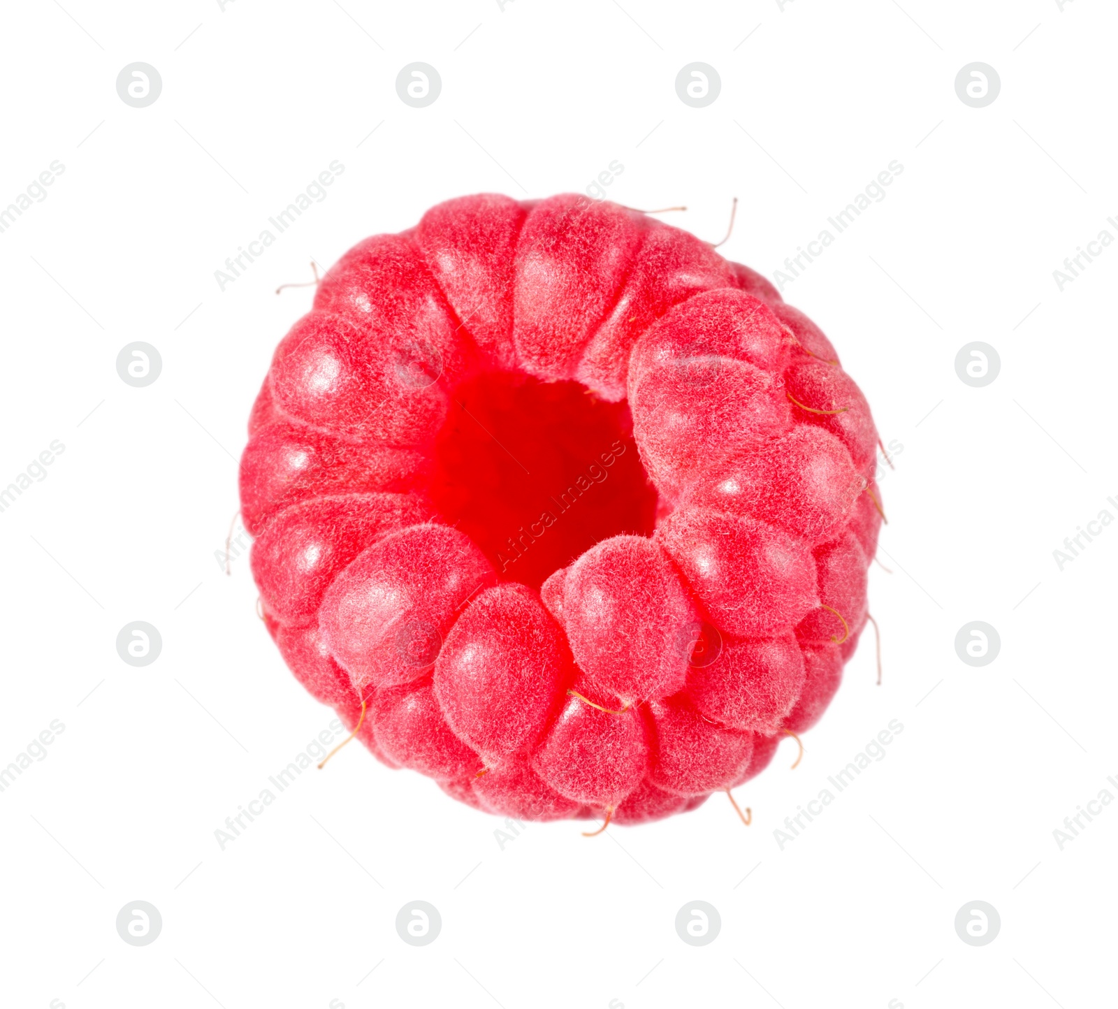 Photo of One tasty ripe raspberry isolated on white