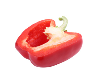 Cut red bell pepper isolated on white