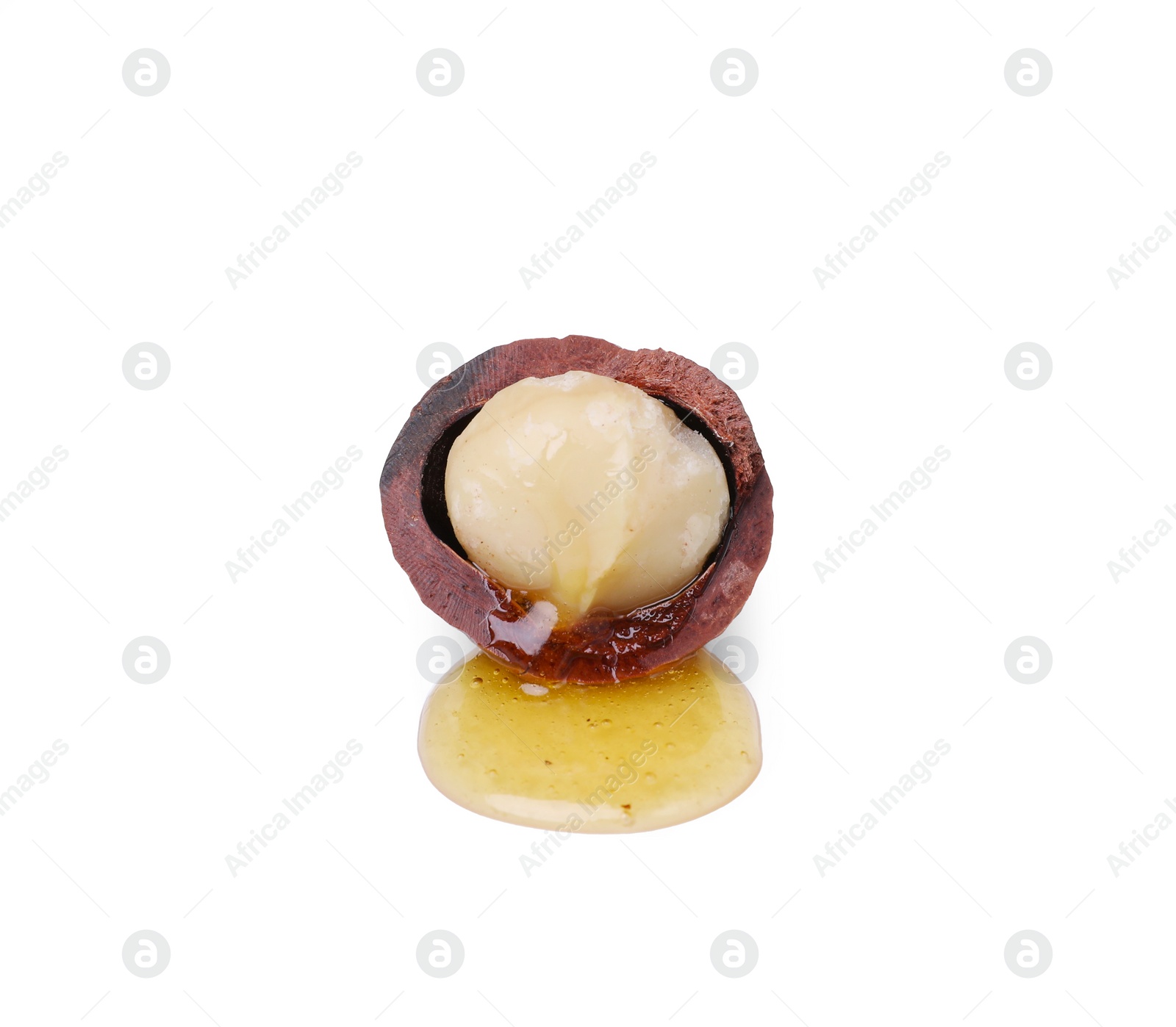 Photo of Delicious organic Macadamia nut isolated on white