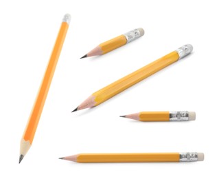 Image of Sharp graphite pencils isolated on white, set