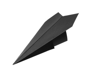 Photo of Handmade black paper plane isolated on white