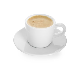 Photo of Cup of tasty coffee isolated on white