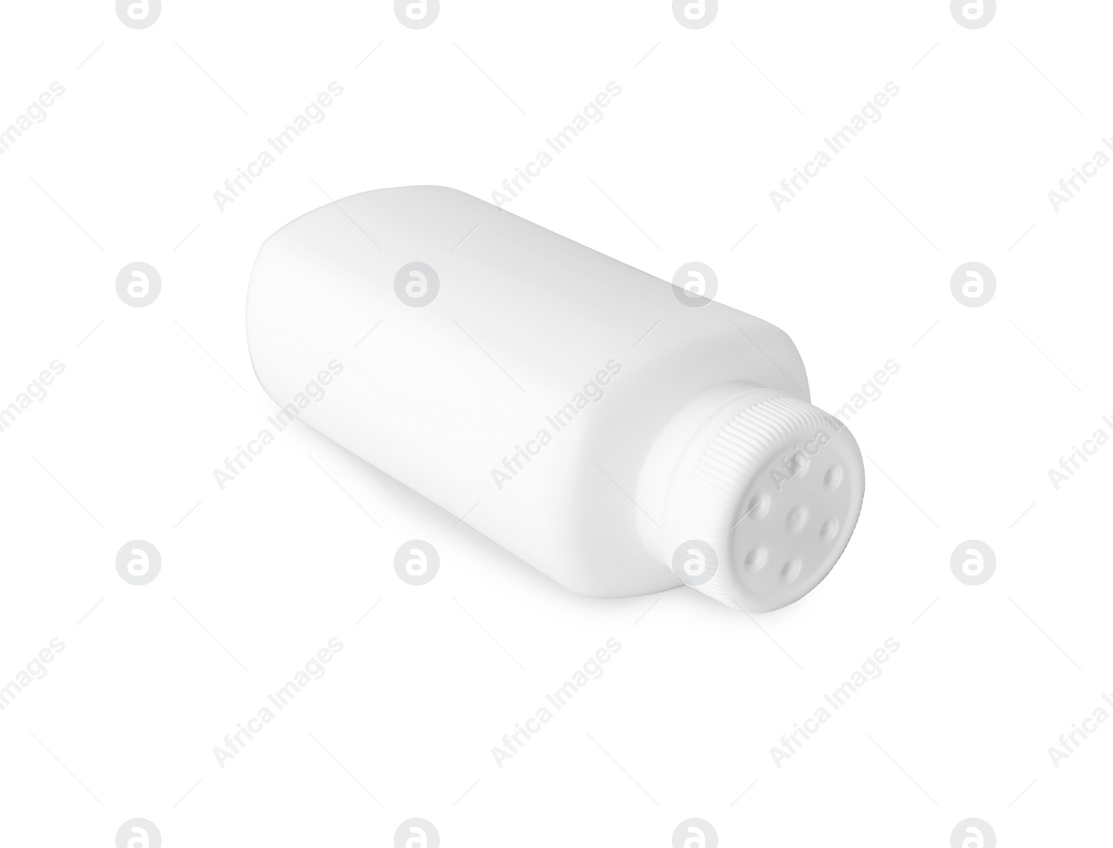 Photo of Blank bottle of baby powder isolated on white