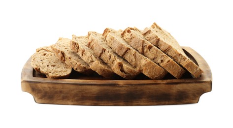 Photo of Freshly baked cut sourdough bread isolated on white