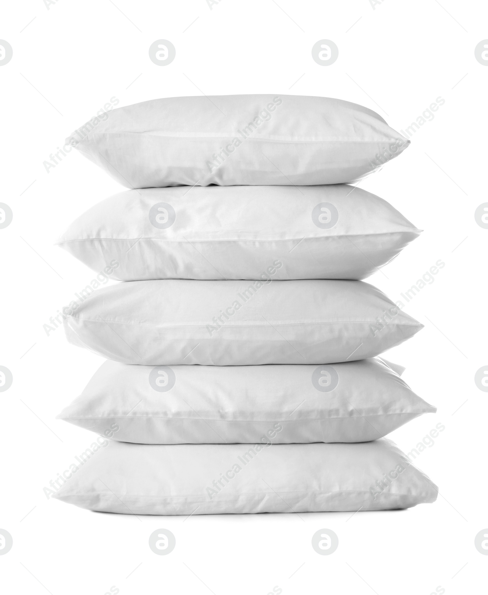 Photo of Clean soft bed pillows on white background