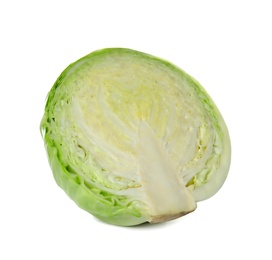 Photo of Half of cabbage on white background. Healthy food