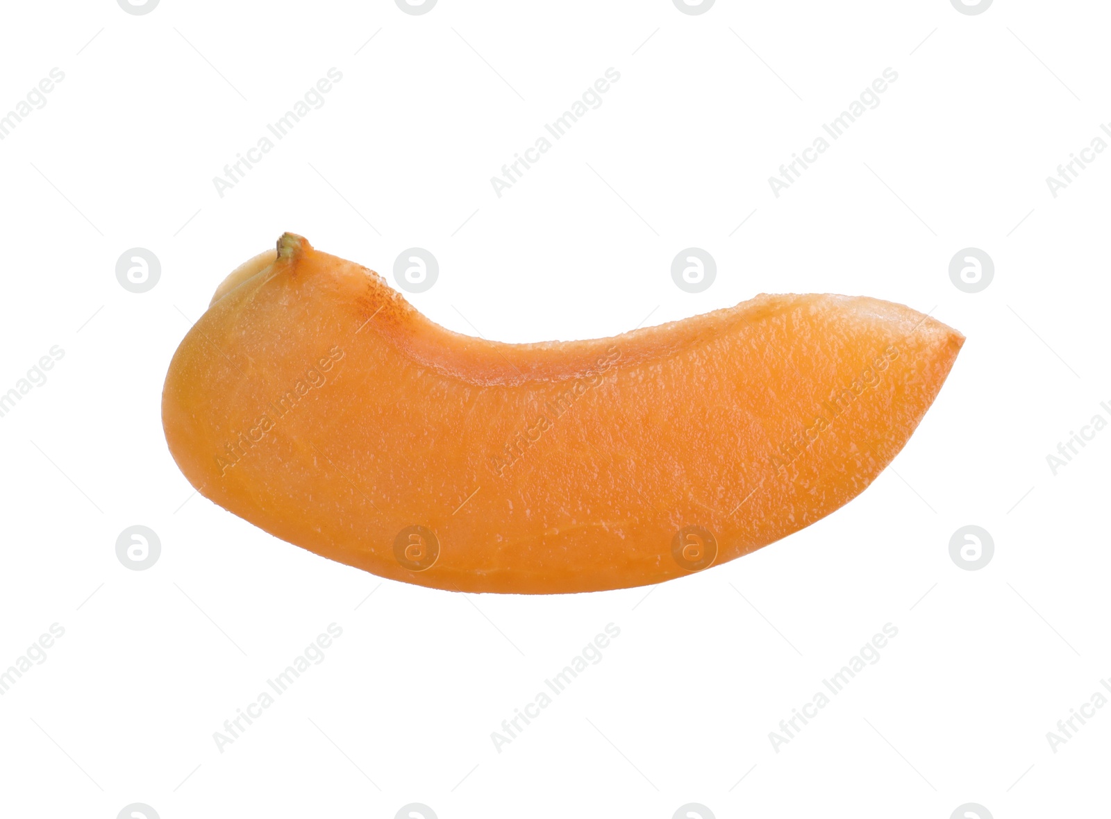 Photo of Slice of delicious ripe apricot isolated on white