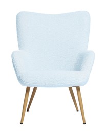 Image of One comfortable light blue armchair isolated on white