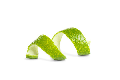 Photo of Peel of fresh ripe lime isolated on white