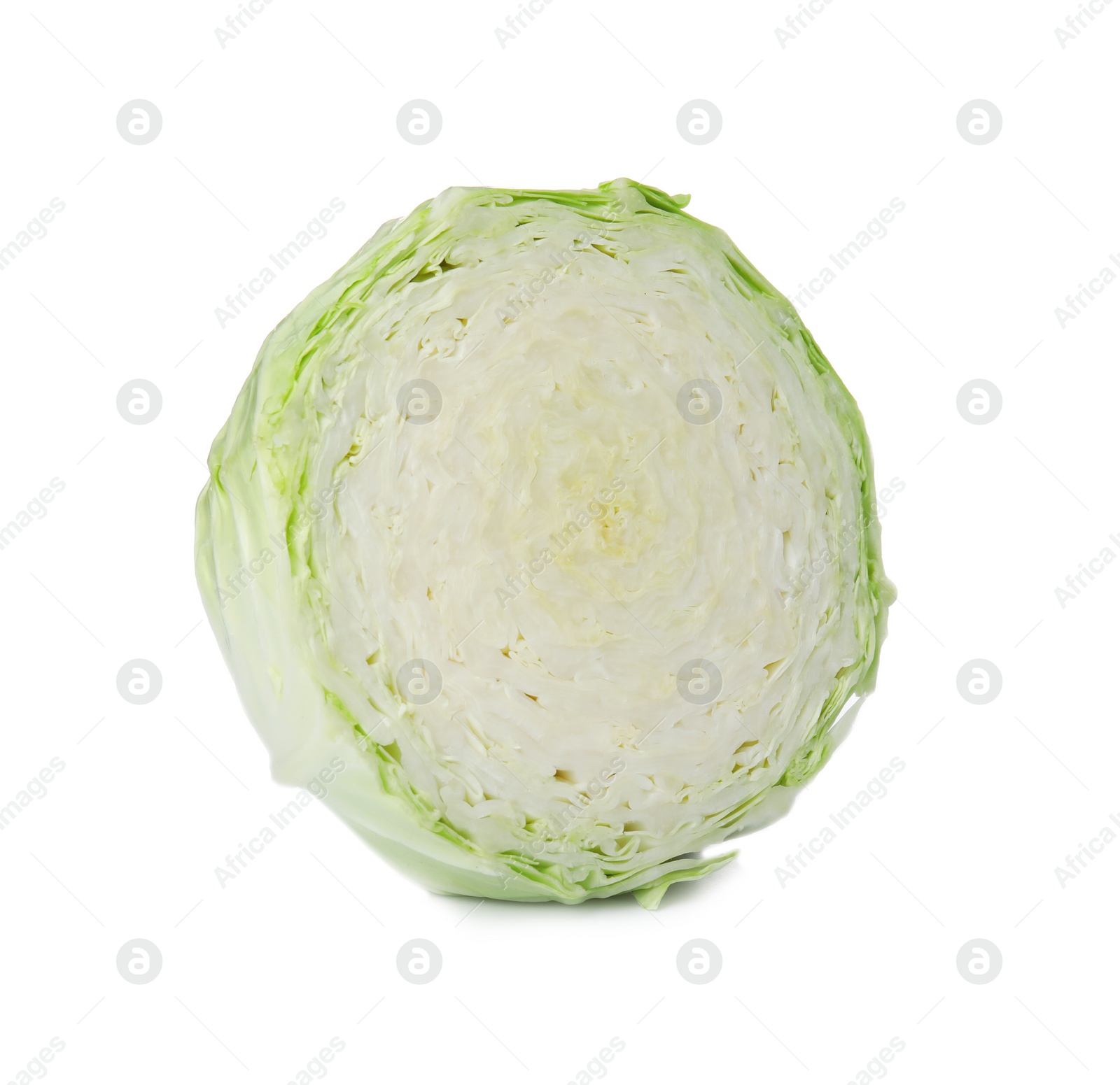 Photo of Half of cabbage on white background. Healthy food