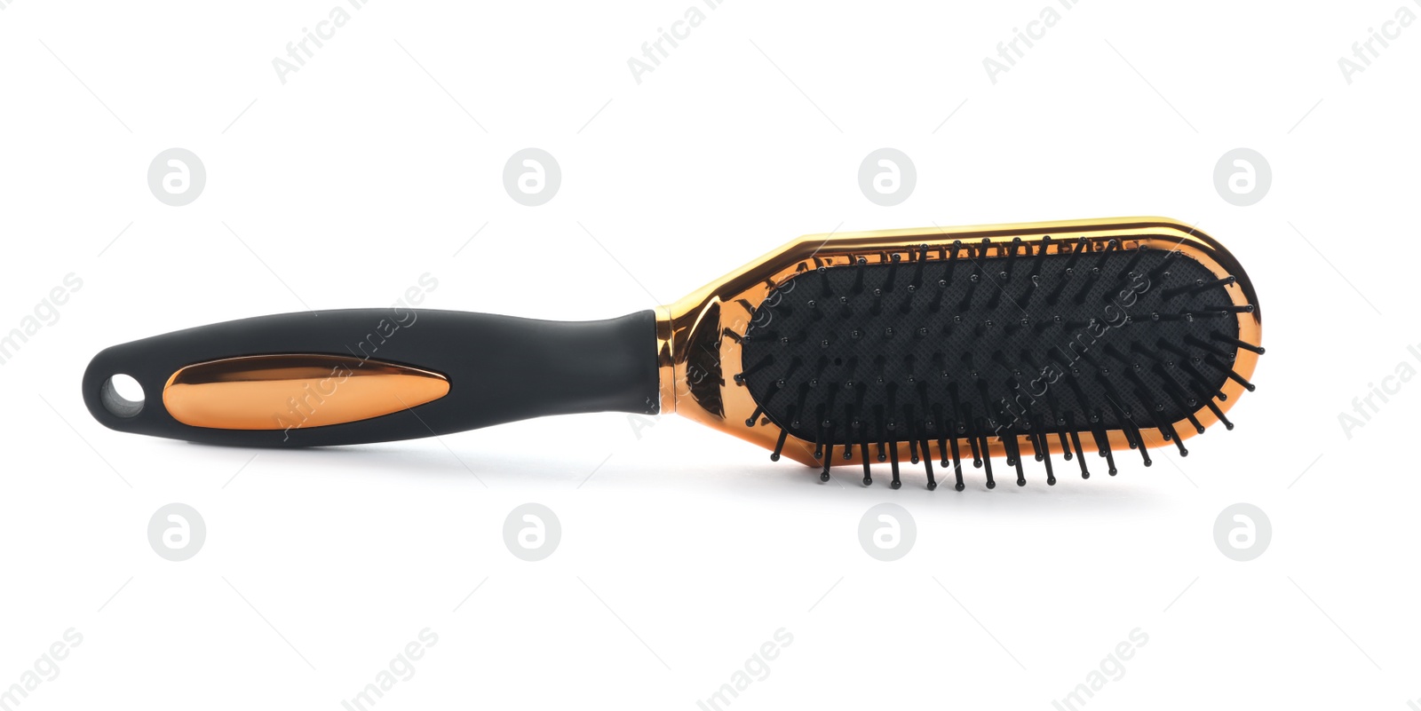 Photo of New modern hair brush isolated on white