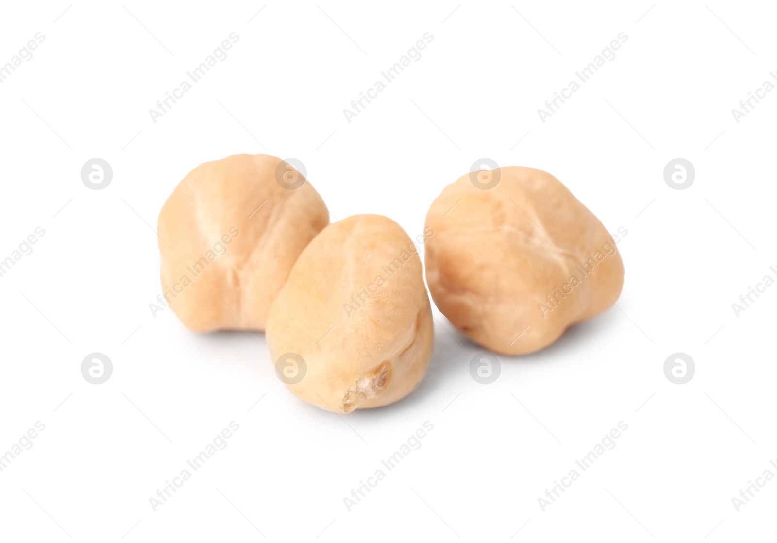 Photo of Pile of raw chickpeas on white background. Vegetable planting