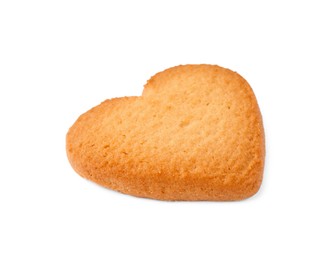 Photo of Tasty heart shaped Danish butter cookie isolated on white