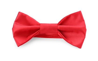 Stylish red bow tie on white background
