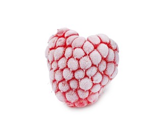 Photo of One tasty frozen raspberry isolated on white