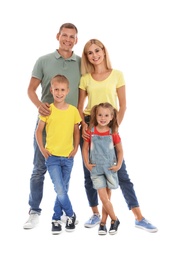 Photo of Happy family with children on white background