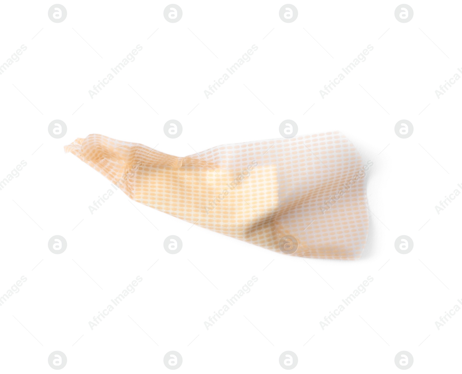 Photo of Used sticking plaster isolated on white, top view. First aid item