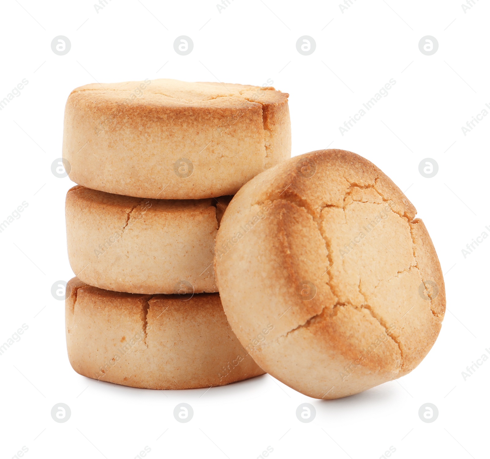 Photo of Sweet delicious butter cookies on white background