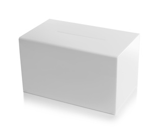 Photo of Ballot box on white background. Election time