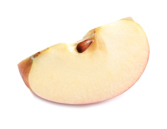 Photo of Slice of apple on white background