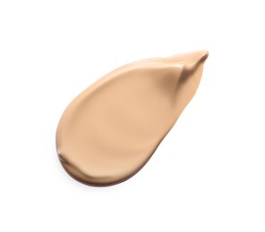 Photo of Swatch of liquid skin foundation isolated on white, top view
