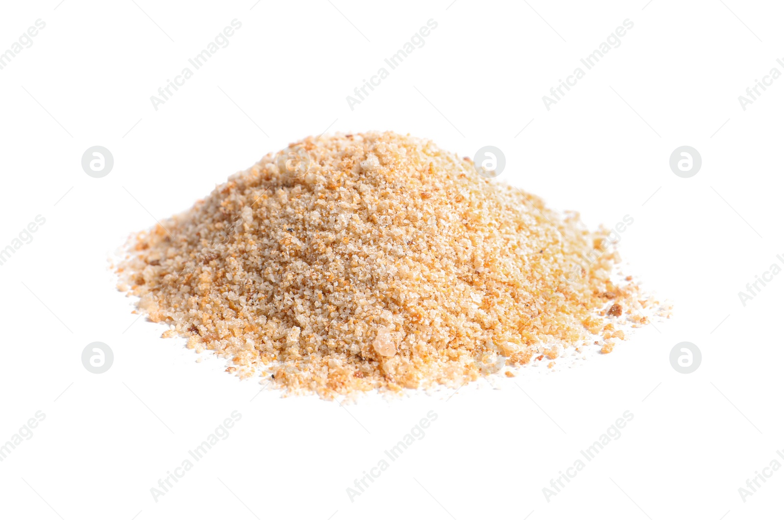 Photo of Pile of fresh bread crumbs isolated on white