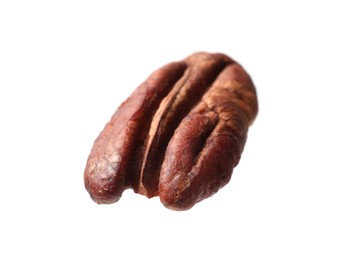 Photo of One tasty pecan nut isolated on white