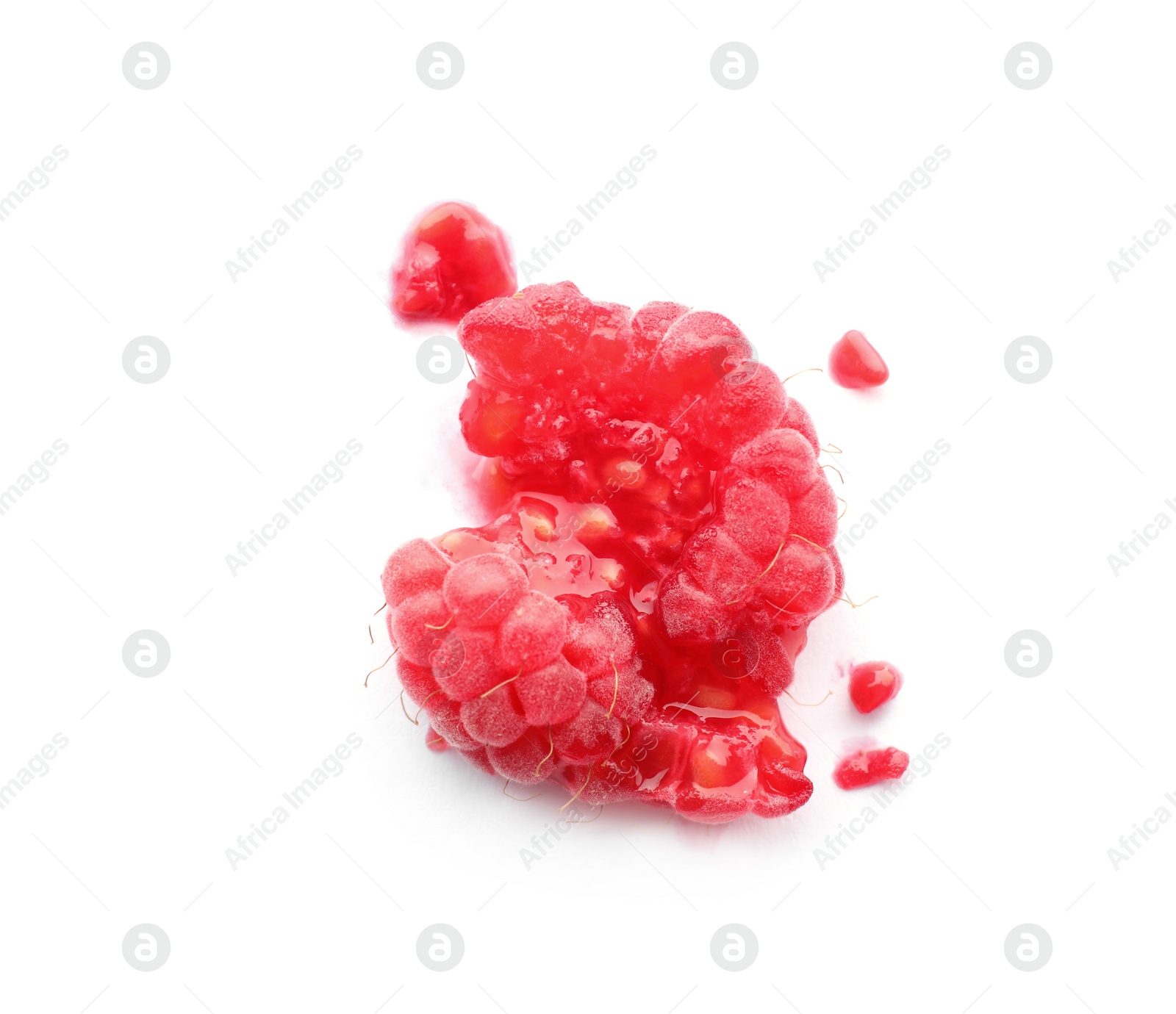 Photo of Crushed delicious ripe raspberry isolated on white