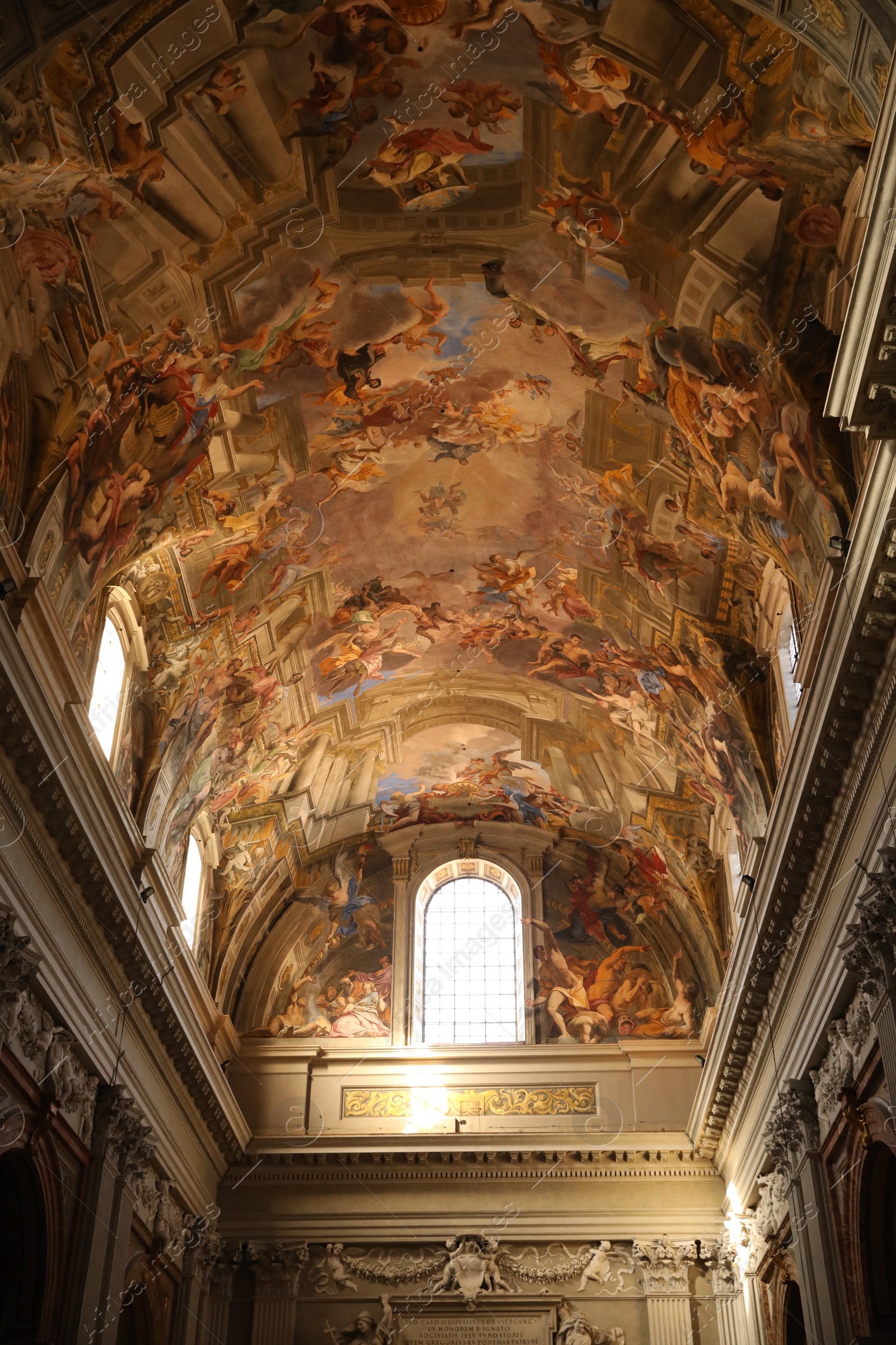 Photo of Rome, Italy - February 3, 2024: The Triumph of Saint Ignatius by Andrea Pozzo in Borghese Gallery, low angle view