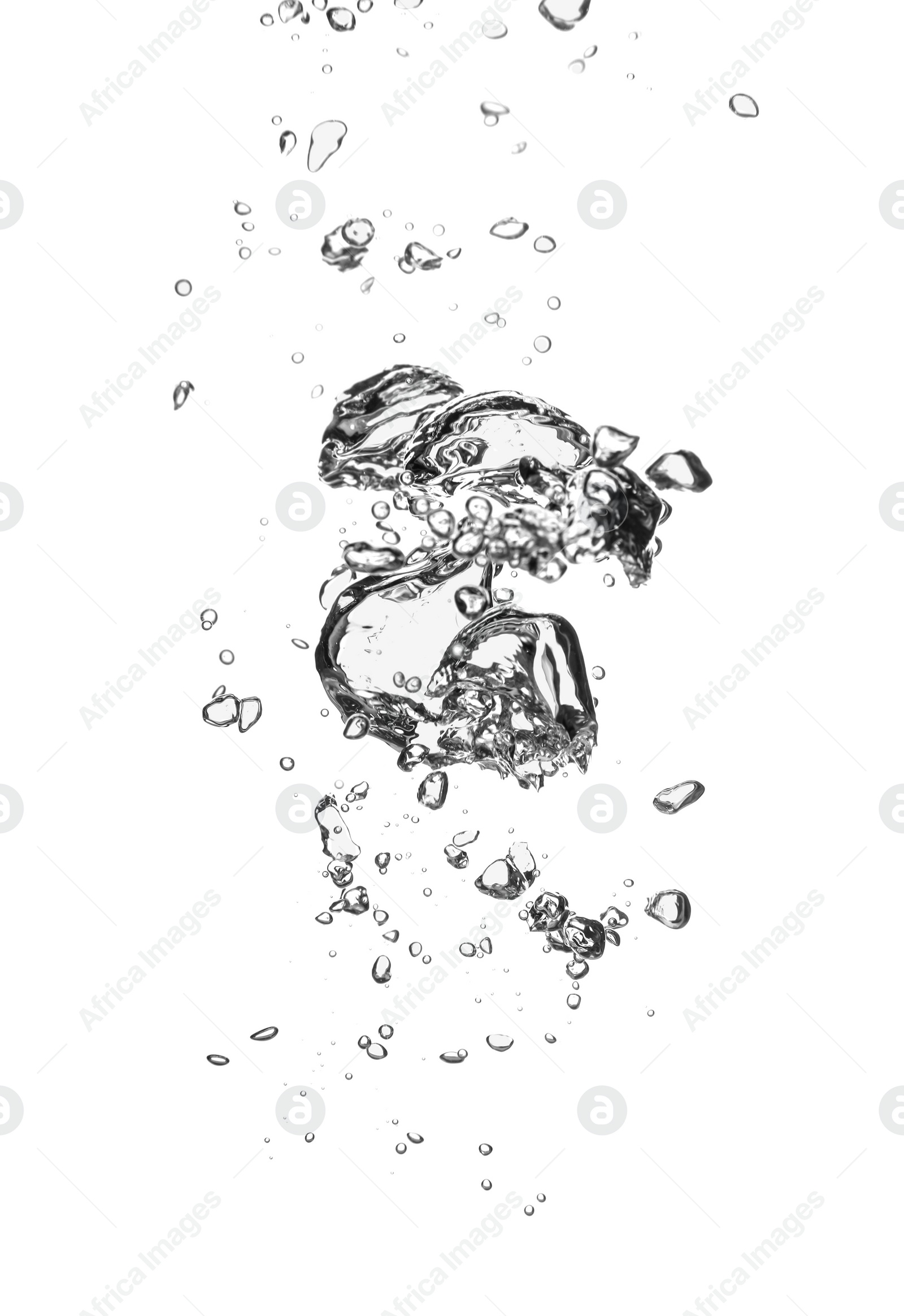 Photo of Air bubbles in water on white background