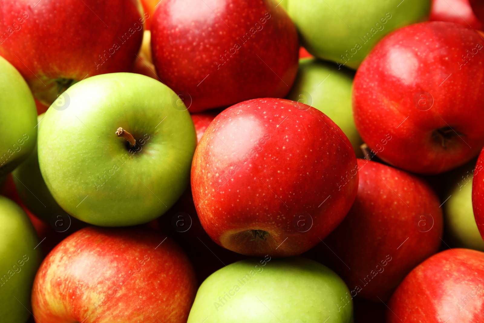 Photo of Many different ripe apples as background, closeup