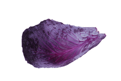 Photo of Fresh red cabbage leaf isolated on white