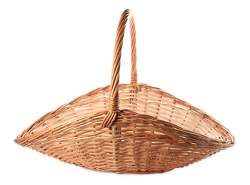 Wicker basket with handle isolated on white