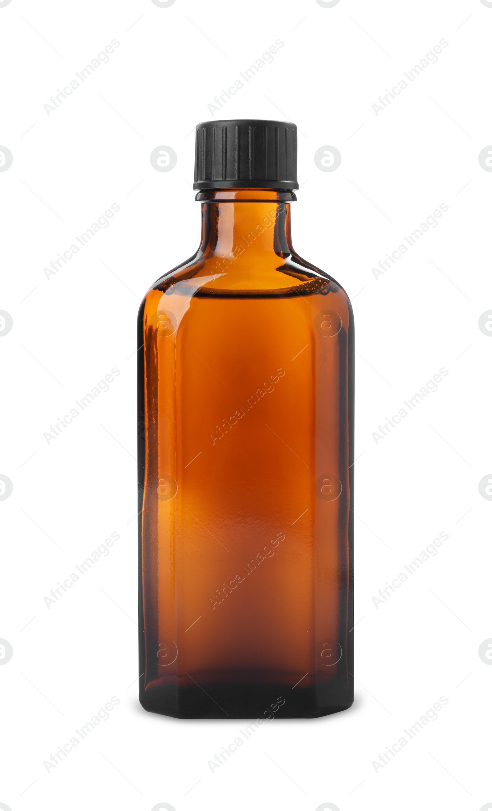 Photo of Bottle of syrup isolated on white. Cough and cold medicine