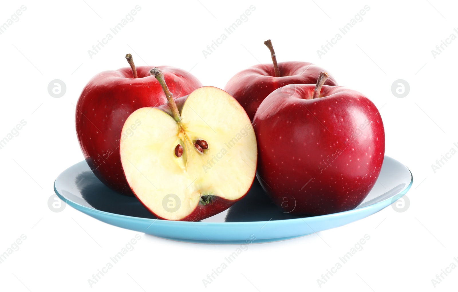Photo of Fresh cut and whole apples isolated on white