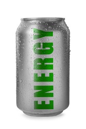  Can of energy drink on white background
