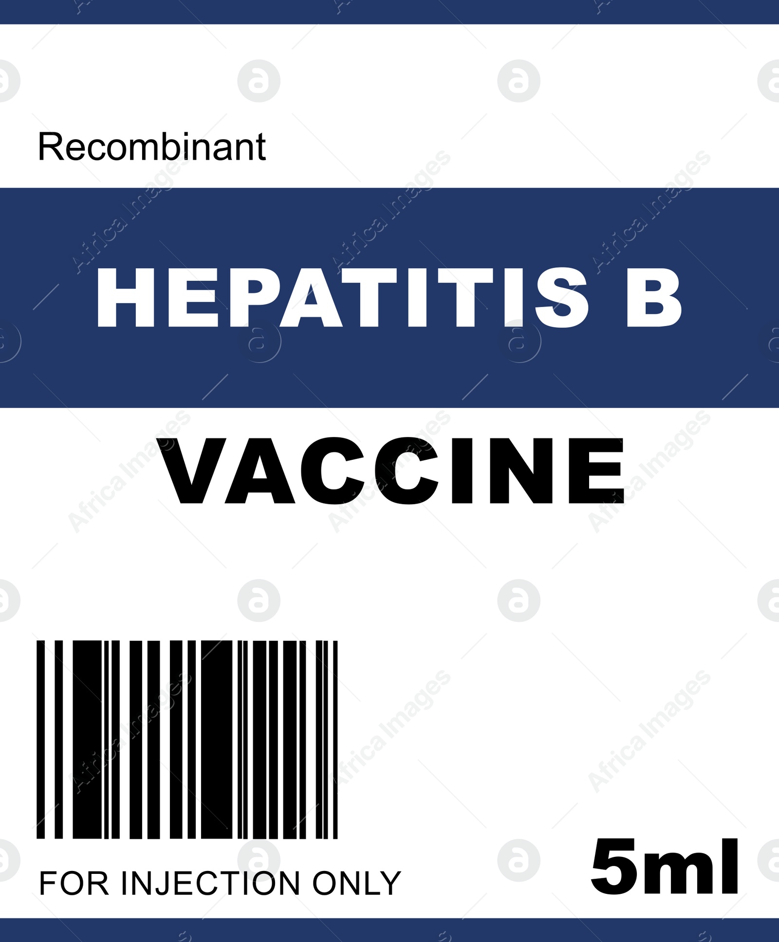 Illustration of Hepatitis B Vaccine, illustration. Label for injection vial