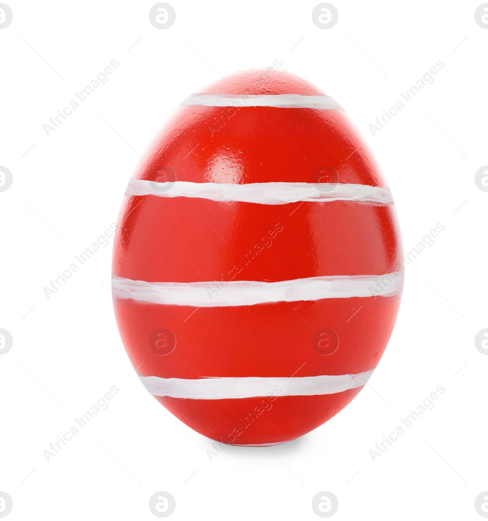 Photo of Decorated Easter egg on white background. Festive tradition