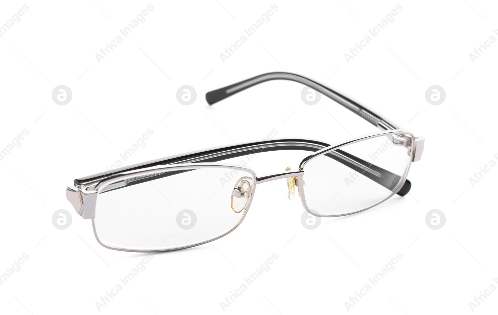Glasses with corrective lenses on white background. Vision problem Photo of Glasses with corrective lenses on white background. Vision problem