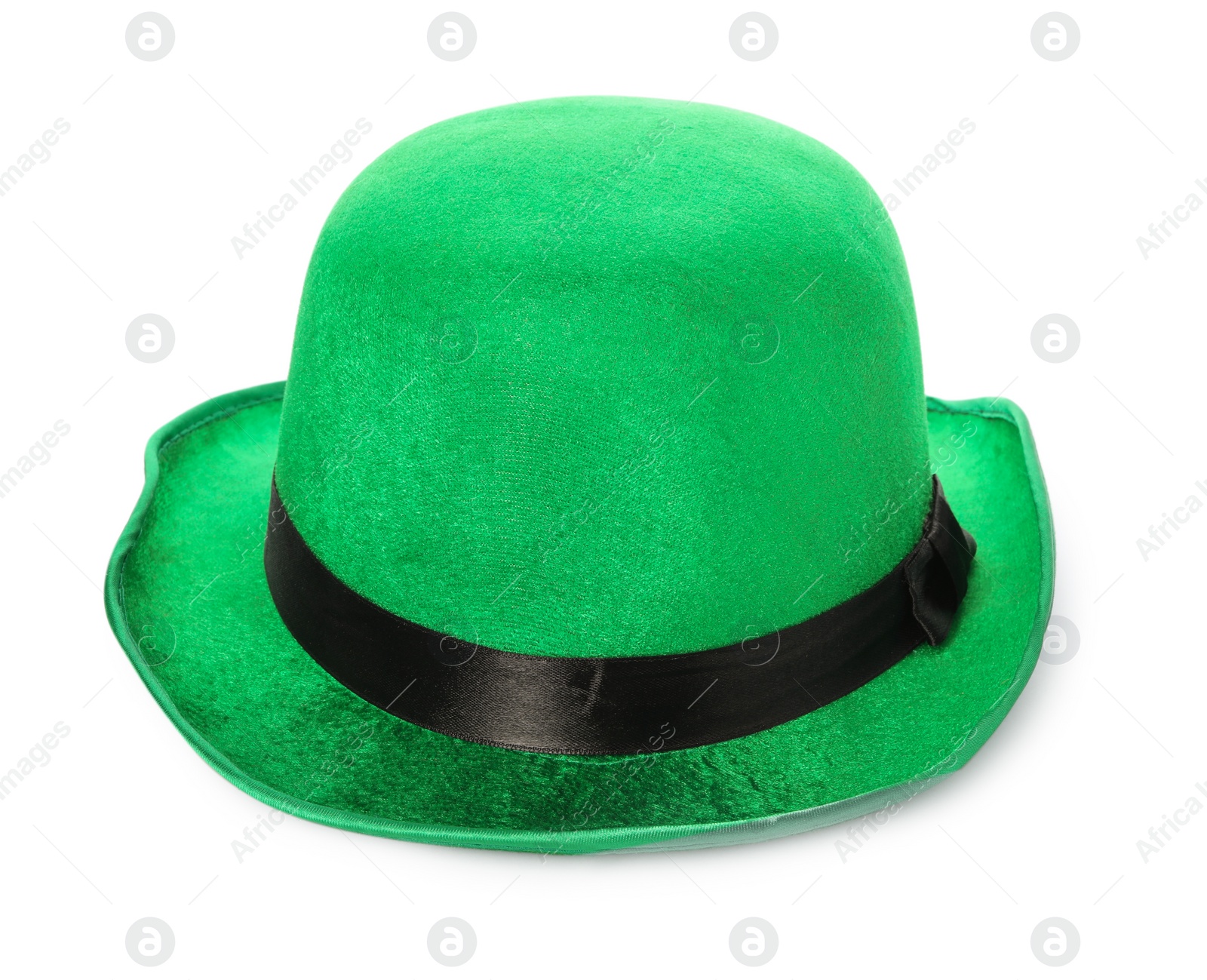 Photo of Green leprechaun hat isolated on white. Saint Patrick's Day accessory