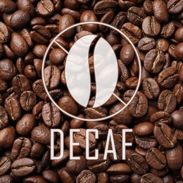 Image of Pile of decaf coffee beans as background, top view